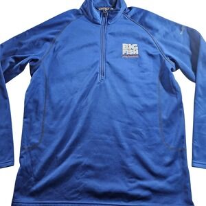 Eddie Bauer Pullover Mens XL Blue Quarter Zip Fleece Big Fish Inspired